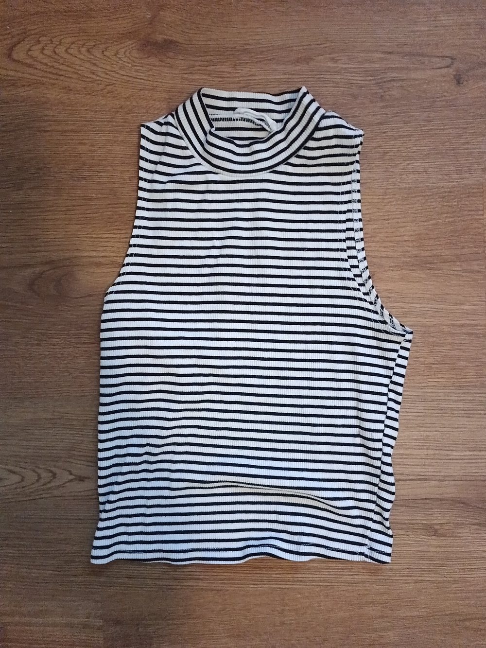 Mock Neck Striped Crop Top
